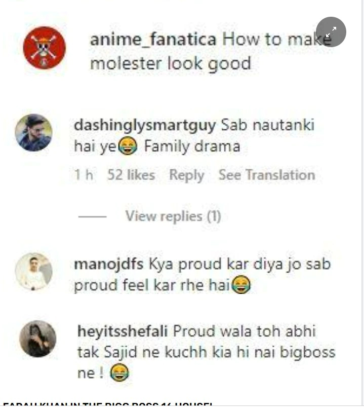 comment on farah and sajid