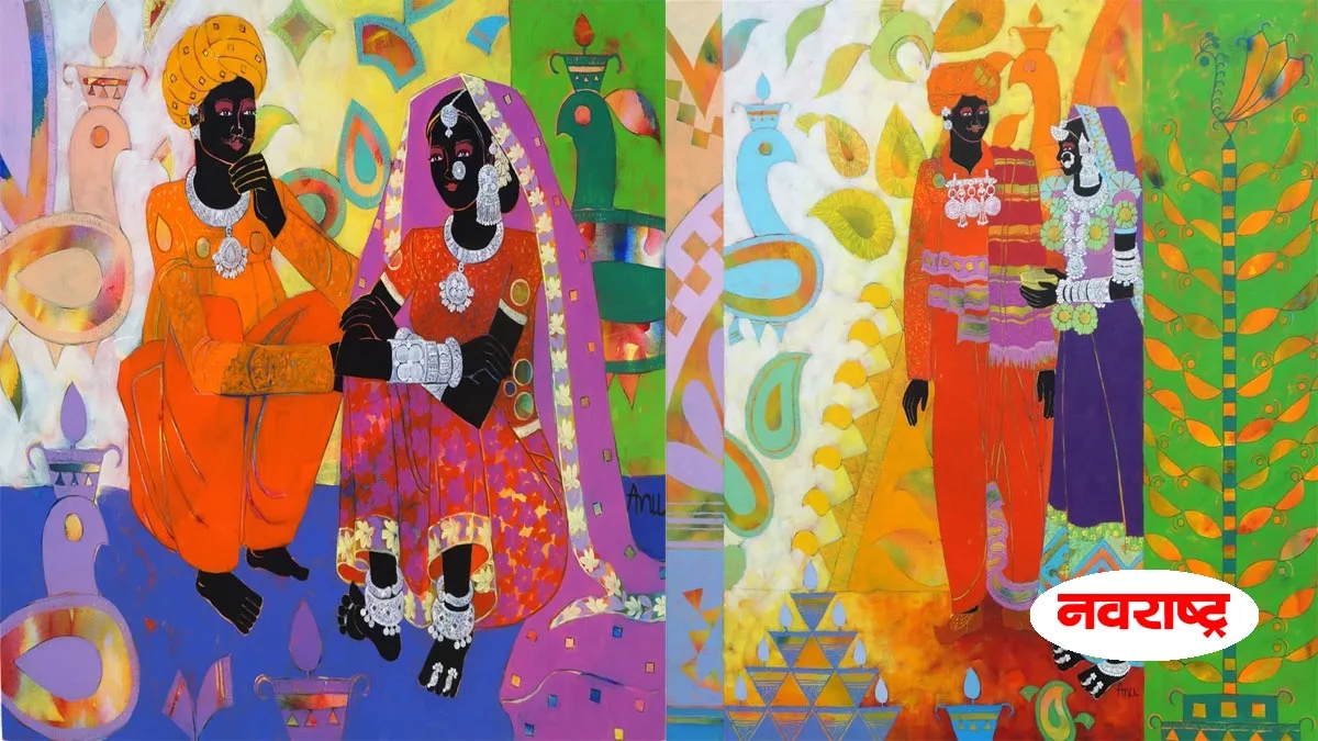 exhibition of paintings by painter anuradha thakur at jahangir art gallery kalaghoda mumbai nrvb