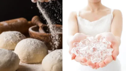 kneading dough with ice